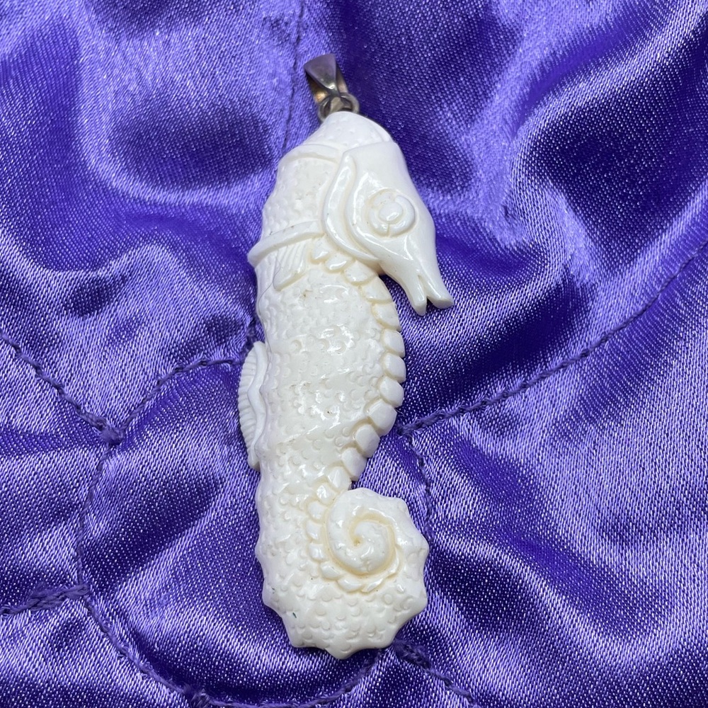 Carved Bone Seahorse Pendant